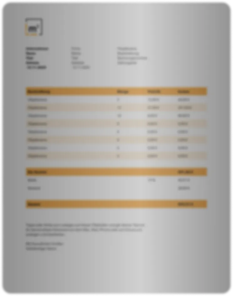 Sample Output of an exported PDF from Aufmass Pro