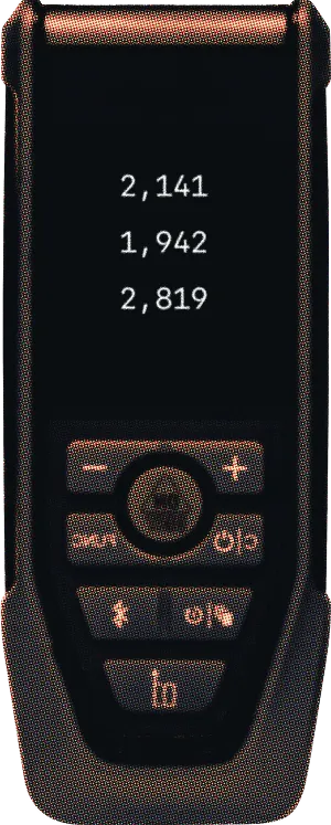 Sample image of a laser range finder like Leica Disto 1, Bosch GLM or Würth, that is connected to the app 'Aufmass Pro'